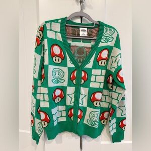 Nintendo Super Mario Cardigan with Mushroom and Star Design. Size S